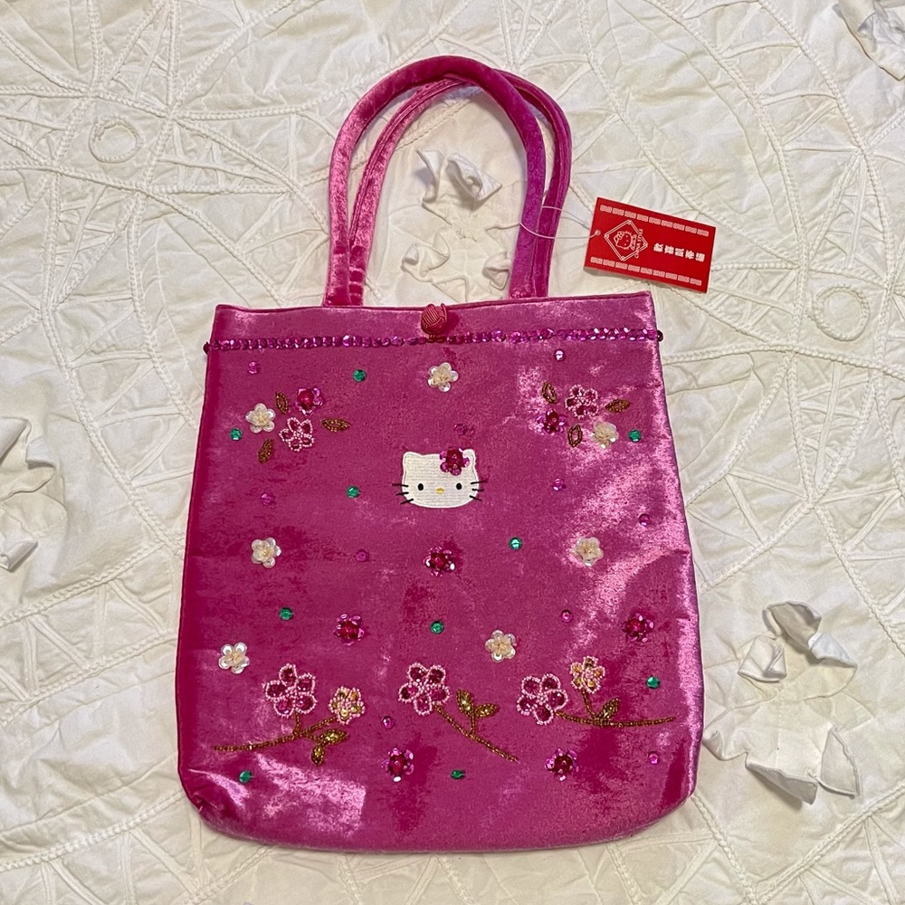Sanrio Hello Kitty Velvet Beaded Small Tote